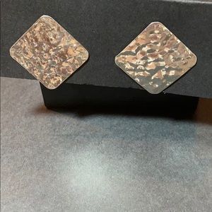 Sterling Silver 925 Hammered Diamond Post Earrings